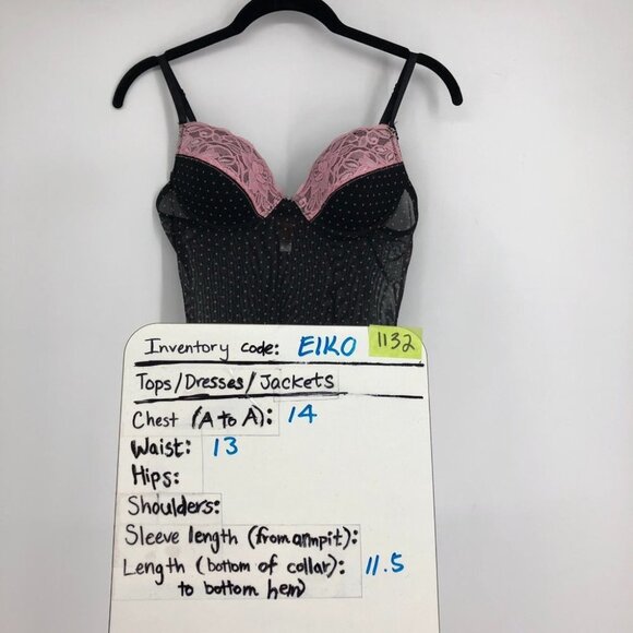 Donna L'oren Gold Label Black Pink Polka Lace Babydoll Cami Lingerie Bra Top S - Picture 11 of 12